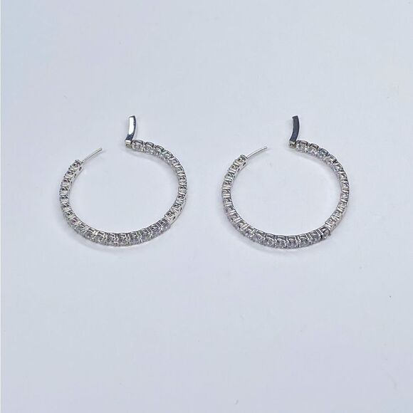 Large Hoop Crystal Embellished Earrings - Picture 5 of 7